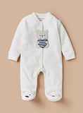 Juniors Bear Embroidered White Fleece Sleepsuit (Winter)