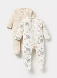 Juniors animal printed fleece sleepsuits (set of 2) (Winter)