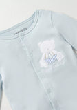Juniors blue bear embroidered sleepsuit