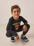 Juniors pizza time Fullsleeves black tshirt