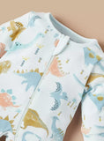 Juniors dino printed ribbed zipped sleepsuit