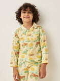 Juniors all over vehicle printed yellow shirt & Pyjama set (set of 2)