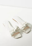 Max white bow slide sandals