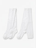 Juniors white solid cotton tights (set of 2)