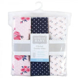 Hudson baby floral & polka dots print swaddle wrap ( pack of 3)