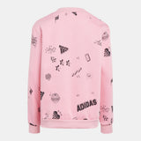 Adidas Pink Palm Tree Printed Fleece Lined Sweatshirt (Winter)