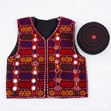 Girls embroidered waist coat with mirror embellishments(with cap)