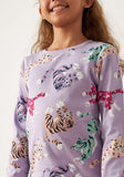 Juniors purple all over leopard printed Fullsleeves tshirt