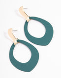 Lovisa green hoop earrings with golden stud (Jewellery)