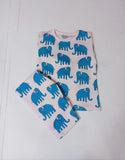 Juniors blue elephant printed shirt & pyjama set (set of 2)