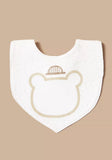 Giggles Solid Bib with Bow Detail and Press Button Closure