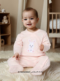 Juniors rabbit embroidered pink sleepsuit