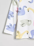 Juniors colorful swan printed shirt & pyjama set (set of 2)