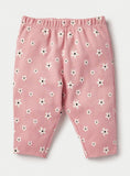 Juniors pink all over flowers printed shirt & pyjama set (set of 2)