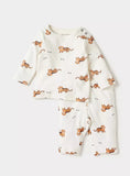Juniors White All Over Tiger Printed Shirt & Pyjama Set (Set Of 2)