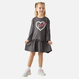 Juniors black love printed fullsleeves frock