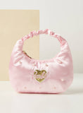 Barbie pink embellished & embroidered handbag