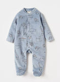 Juniors All Over Animals Printed Blue Fleece Sleepsuit (Winter)