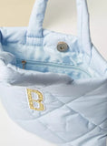 Barbie blue quilted handbag with Top Handle and Zip Closure