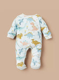 Juniors dino printed ribbed zipped sleepsuit