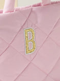 Barbie pink quilted handbag with Top Handle and Zip Closure