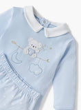 Giggles blue bear collared shirt & pyjama set (set of 2)