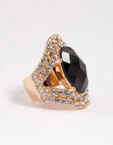Lovisa black elegant oval statement ring (Jewellery)