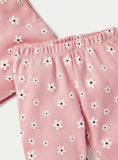 Juniors pink all over flowers printed shirt & pyjama set (set of 2)