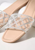 Max silver embellished transparent slide sandals