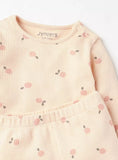 Juniors cherry printed ribbed shirt & pyjama set (set of 2)