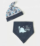 Juniors my little Dino print bandana bib & cap(set of 2)