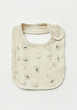 Junior gray dandelion print Bib with Button Closure