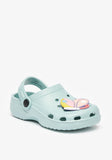 Aqua blue butterfly crocs