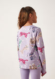Juniors purple all over leopard printed Fullsleeves tshirt