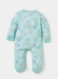 Juniors blue floral print zipped sleepsuit