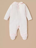 Giggles pink threaded textured bow sleepsuit