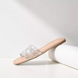 Max silver embellished transparent slide sandals