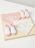Juniors love grows here bandana bib & booties(set of 4)