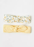 Juniors yellow floral bandana bib & headband(set of 4)