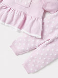 Juniors Pink Bunny Embroidered Knitted Frill Shirt & Pyjama Set (Set Of 2) (Winter)