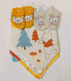 Disney Pooh bandana bib & infant booties (set of 5)
