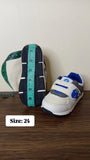 R&B blue dino printed white shoes