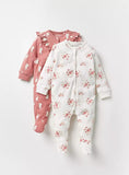 Juniors bunny & flower printed sleepsuit (set of 2)