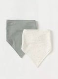 Juniors green star & green striped bandana bib (set of 2)
