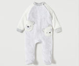 Juniors Grey Bear Embroidered Fleece Sleepsuit (Winter)