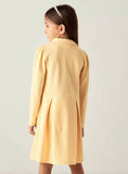 Juniors yellow flower embroidered polo frock