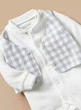 Giggles grey checkered fleece formal sleepsuit (Winter)
