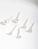 Lovisa pearl & rhinestone earrings (Pack of 3) (Jewellery)