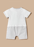 Giggles grey & white bow half romper (Summer)
