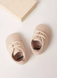 Giggles Solid Beige With Lace Infant Shoes
